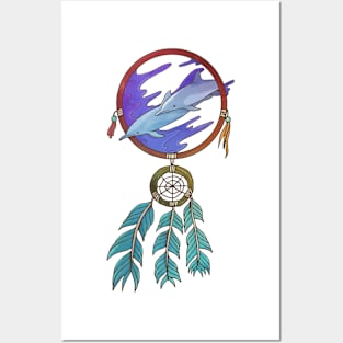 Dreamcatcher Dream Catcher Spiritual Dolphins Feathers Posters and Art